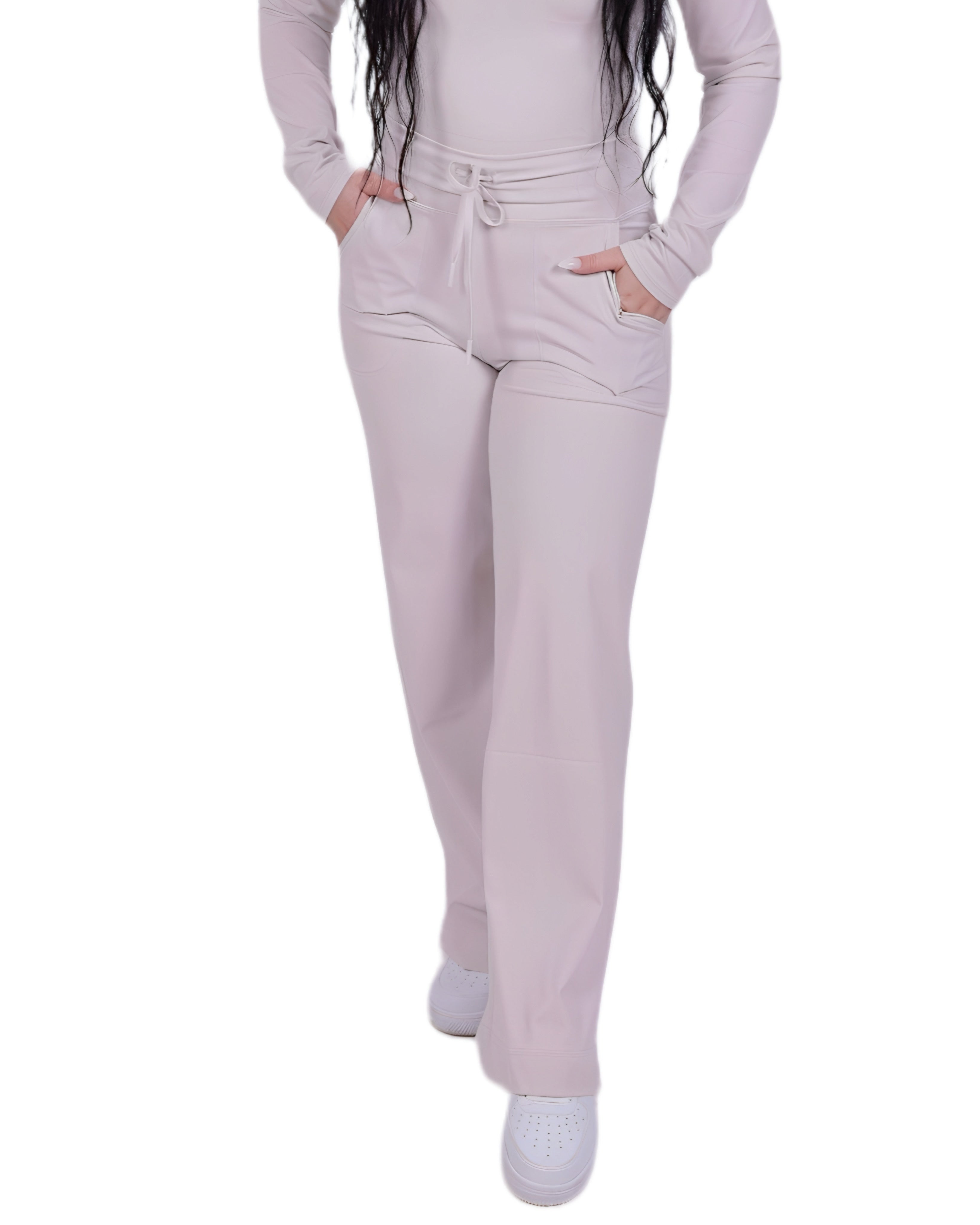 Flow Soul Activewear Top & Pants – Beige | Breathable, Sustainable & Luxe Fit for Yoga & Athleisure