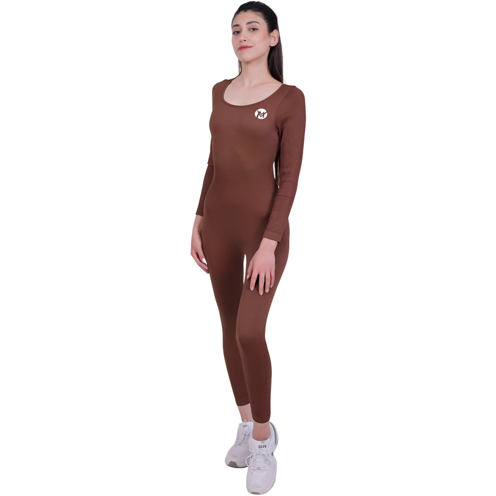 Tone Suite™ One-Piece Brown – Figure-hugging, Ribbed & Breathable