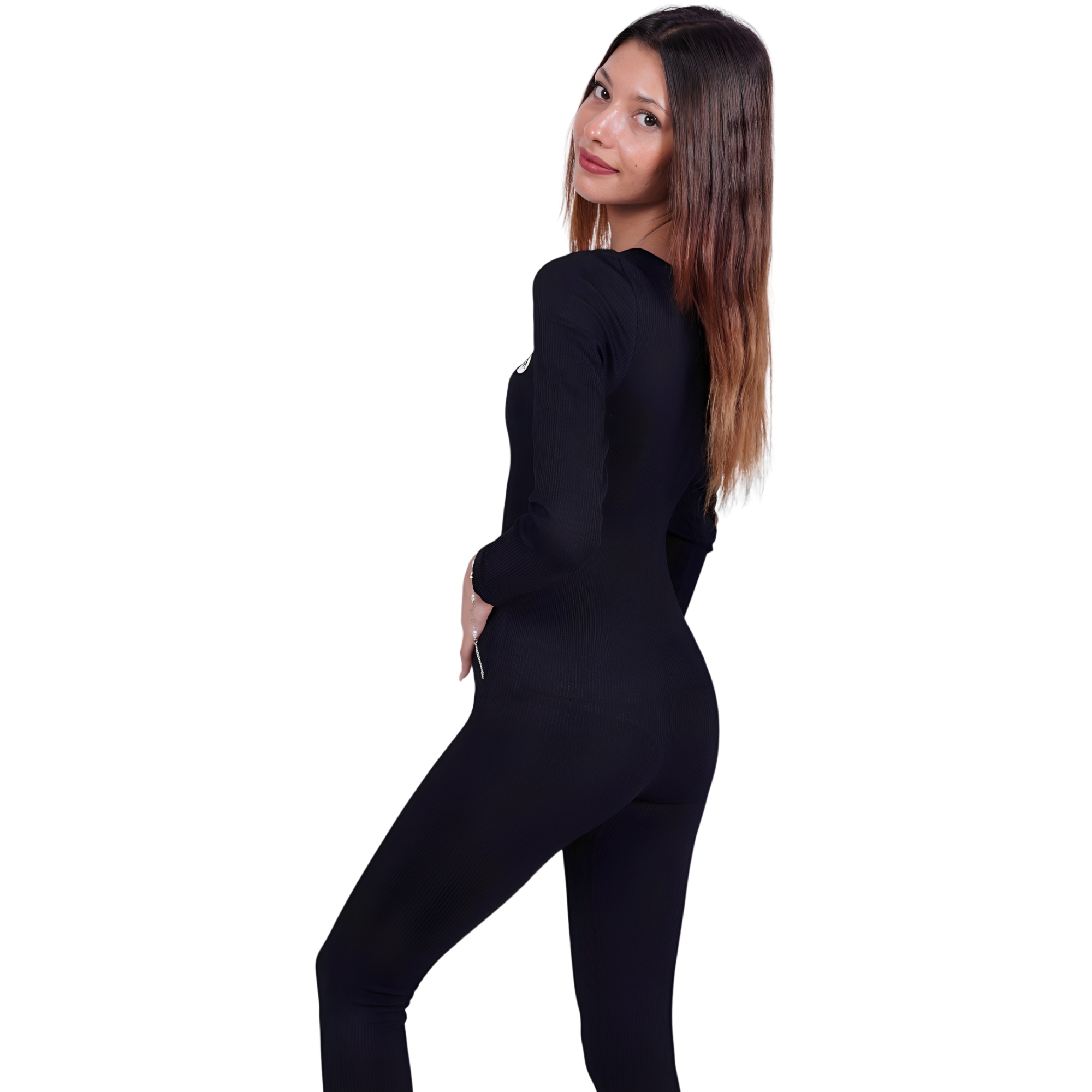 Tone Suite™ One-Piece Black – Figure-hugging, Ribbed & Breathable