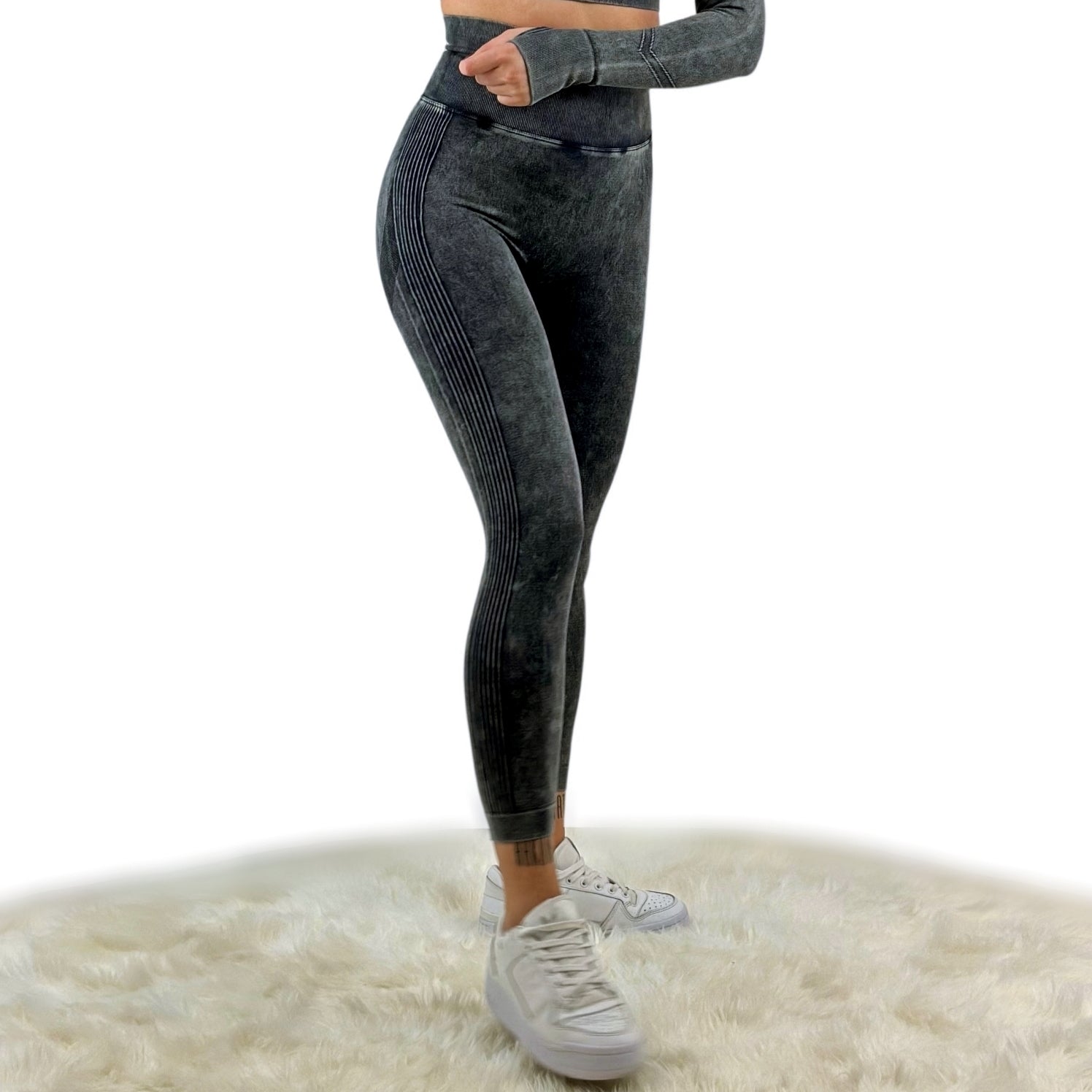 Nova Washed Out Premium Legging – Dark Gray | Seamless, sculpting leggings with vintage finish & elite performance