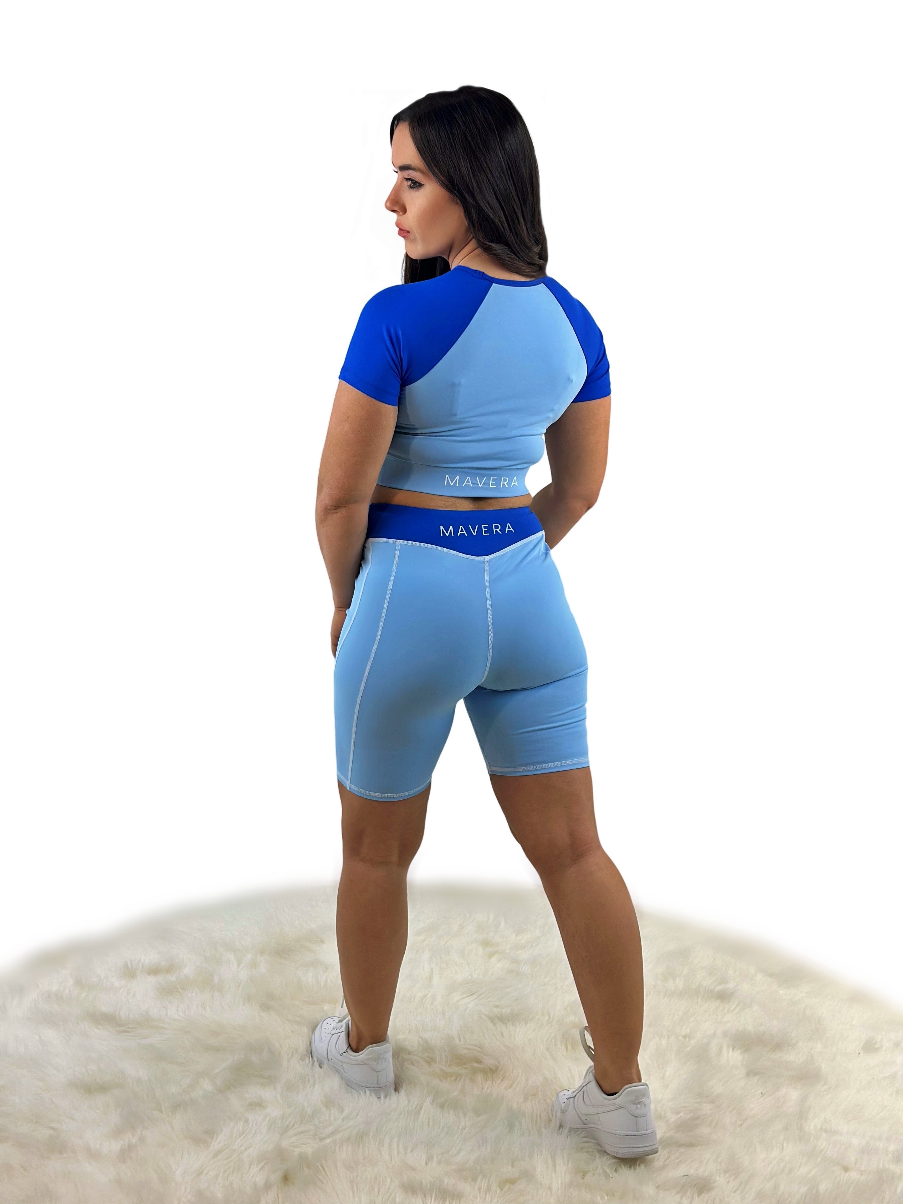 Rara Back Kurze Leggings - Blue - „Nahtlos & weich – für Yoga, Fitness, Alltag.“