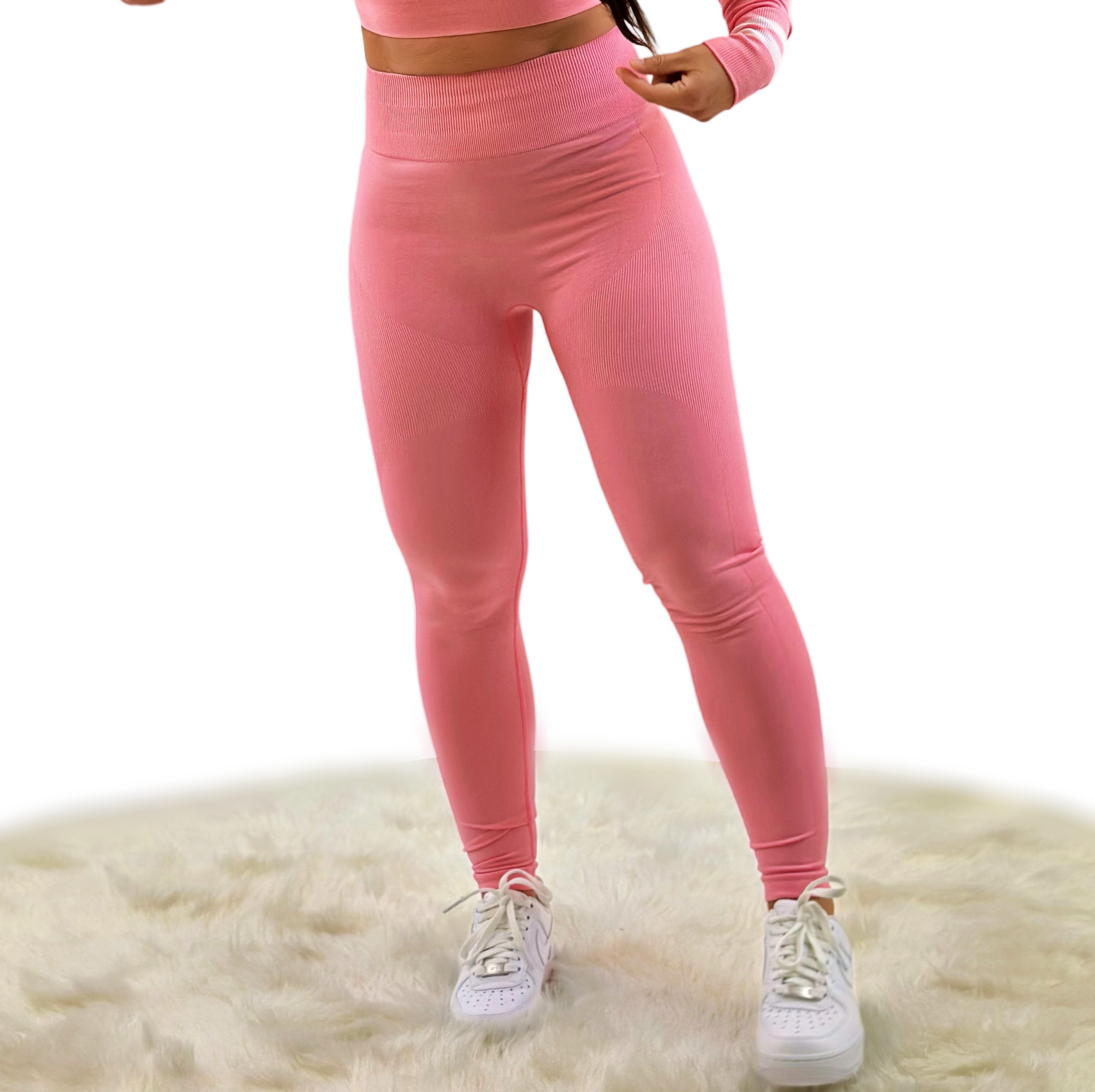 Smash Stripe Seamless Activewear Top – Light Pink | Sculpting for Yoga, Gym &amp; Everyday Wear