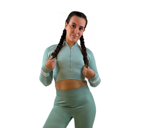 Smash Stripe Seamless Activewear Top – Light Green | Sculpting Breathable for Studio, Street & Beyond