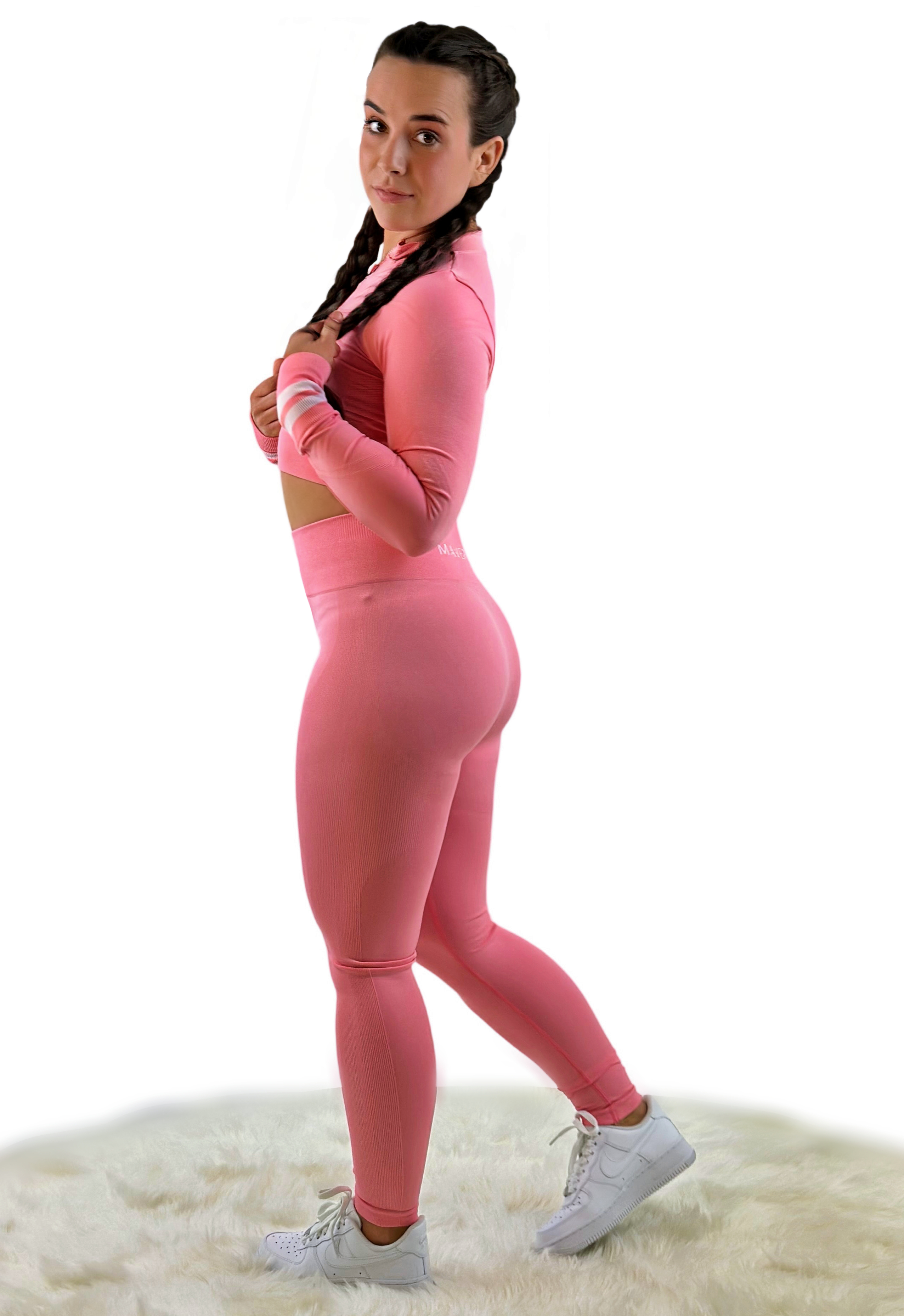 Smash Stripe Seamless Activewear Top – Light Pink | Fluttering Sculpt Fit for Studio, Street &amp; Self-Care Days