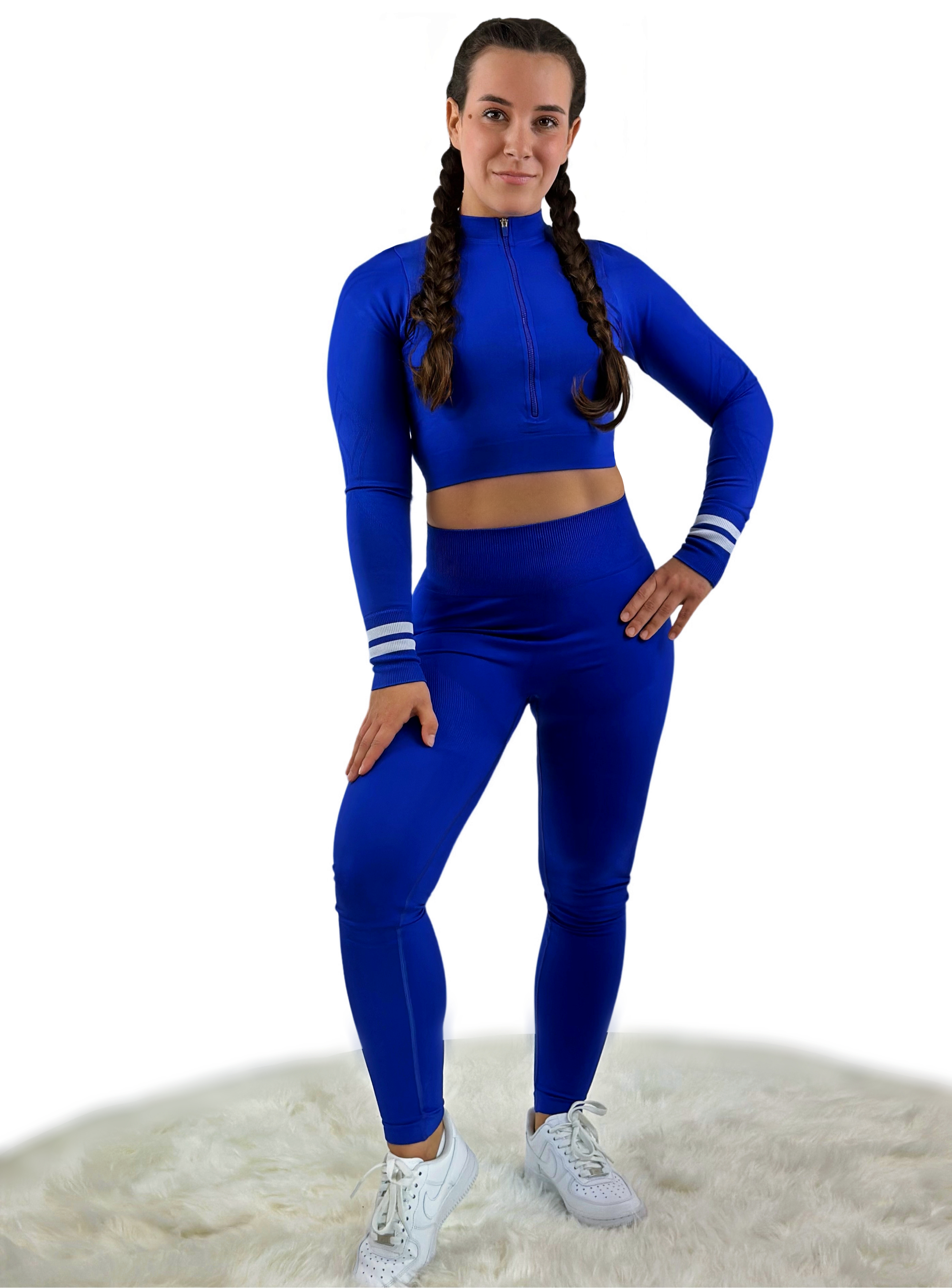 Smash Stripe Seamless Activewear Top – Sapphire Blue | Sculpting for Confidence, Movement &amp; Everyday Power