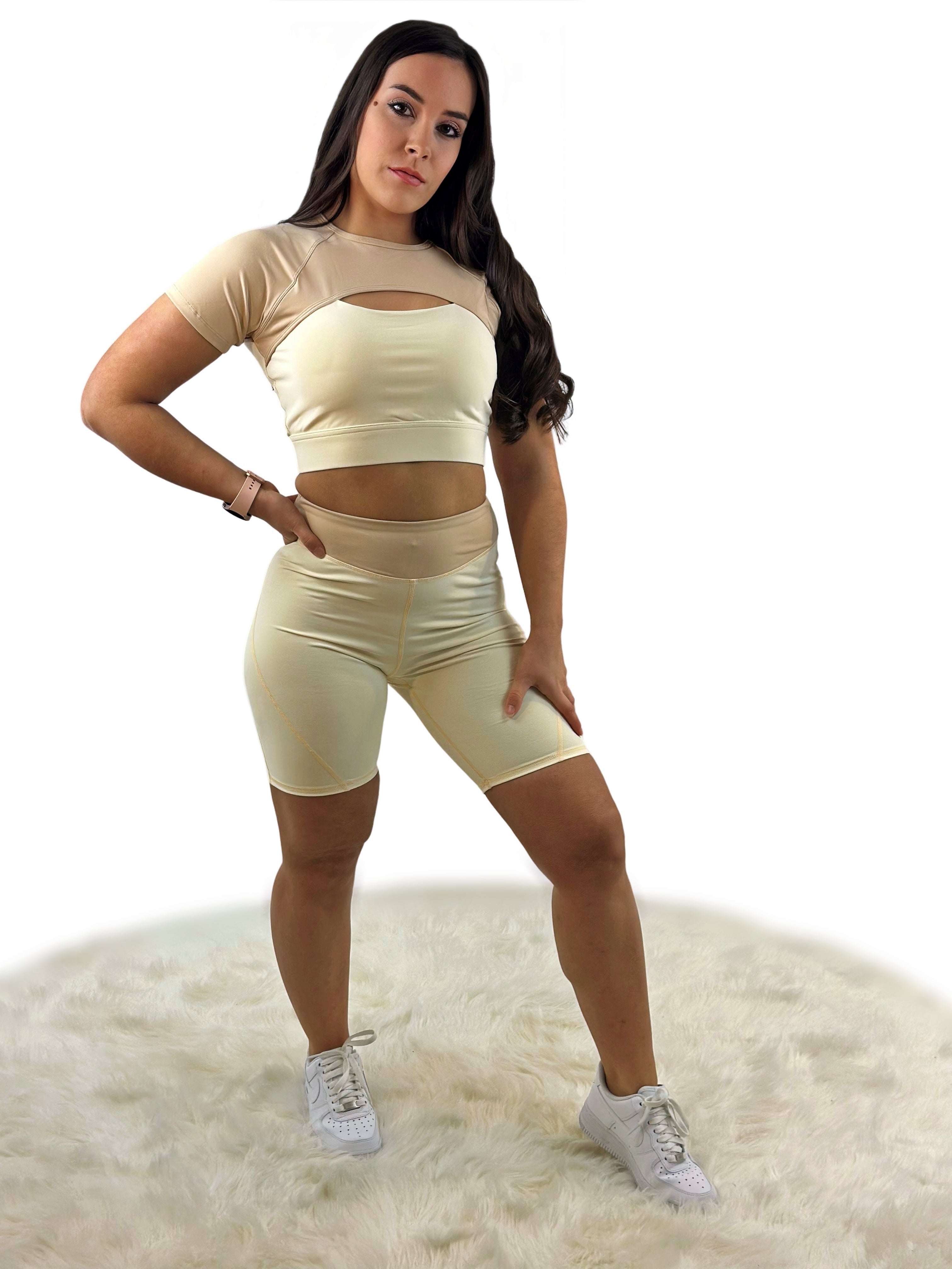 Rara Avis Activewear Top – Khaki | Seamless, Sculpting &amp; Breathable for Yoga, Fitness &amp; Everyday Athleisure