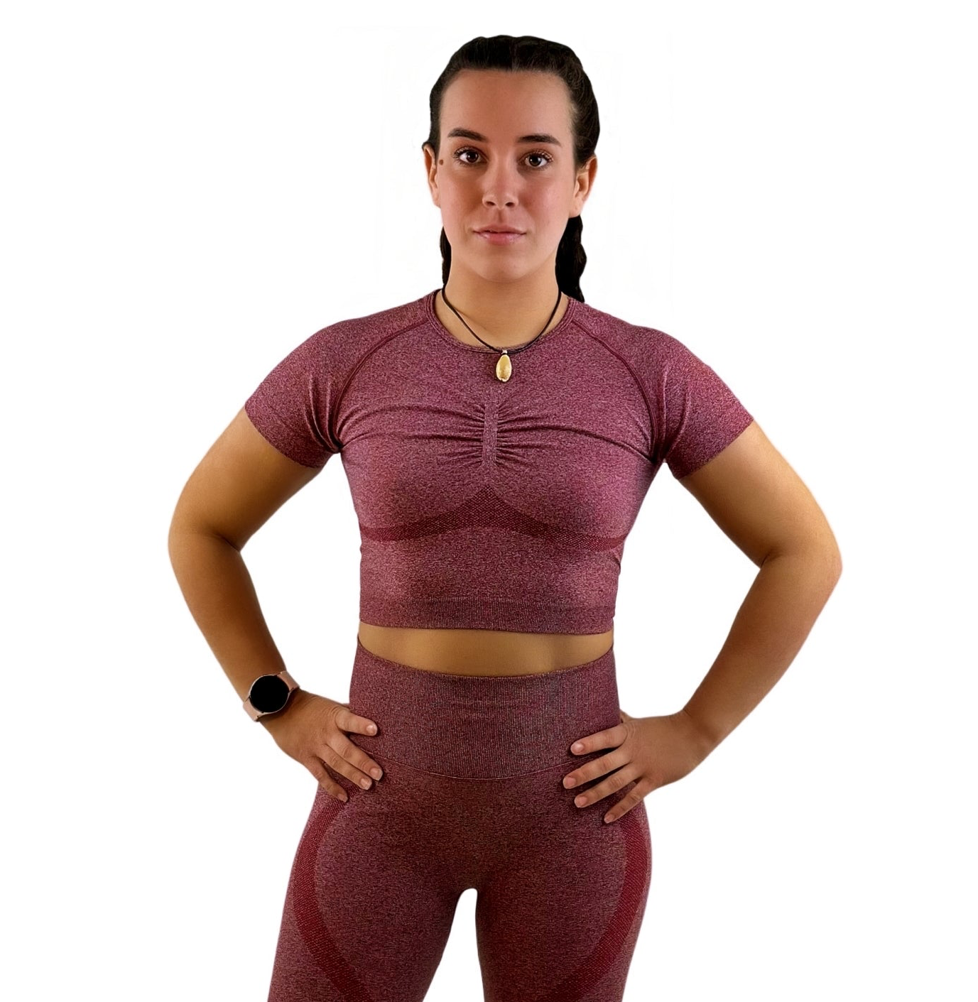 Borealis Luxe Activewear Top – Wine Red | Breathable, Flexible &amp; Sustainable for Women