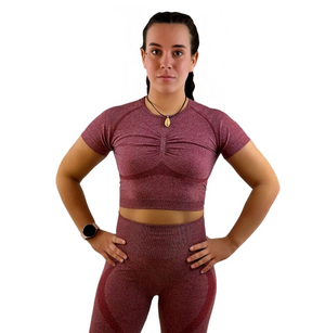 Borealis Luxe Activewear Top – Wine Red | Breathable, Flexible & Sustainable for Women