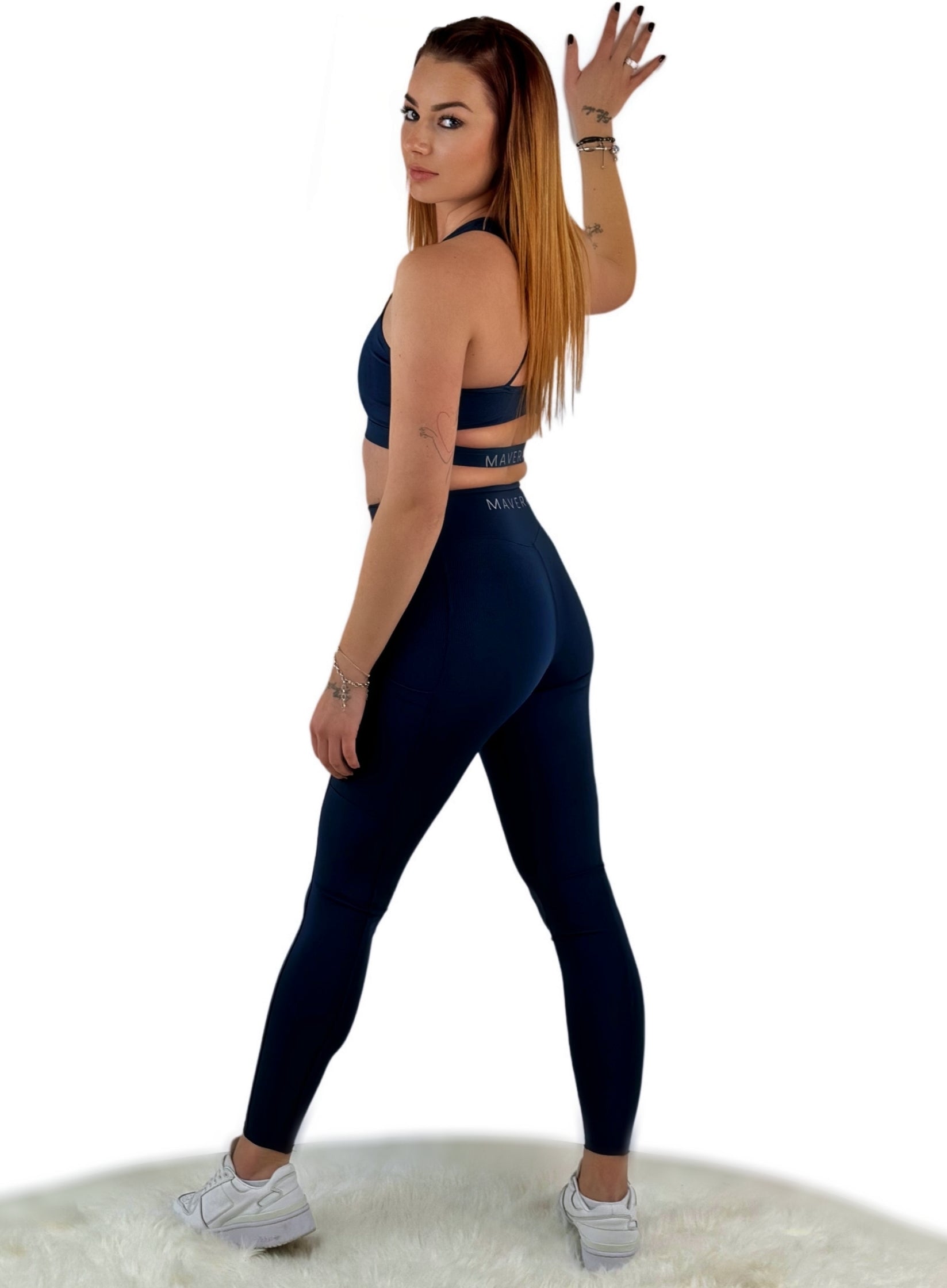 Shalina 3D Striped Sport Top – Sapphire Blue | Seamless Ribbed Activewear for Sculpting Support &amp; Luxe Performance