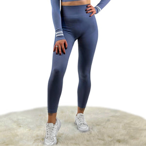 Smash Ribbed Seamless Legging – Blue Gray | Breathable, sculpting athleisure with elevated performance