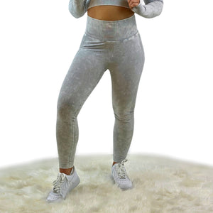 Nova Washed Out Premium Legging – Light Gray | Seamless, sculpting leggings with vintage wash and luxury performance