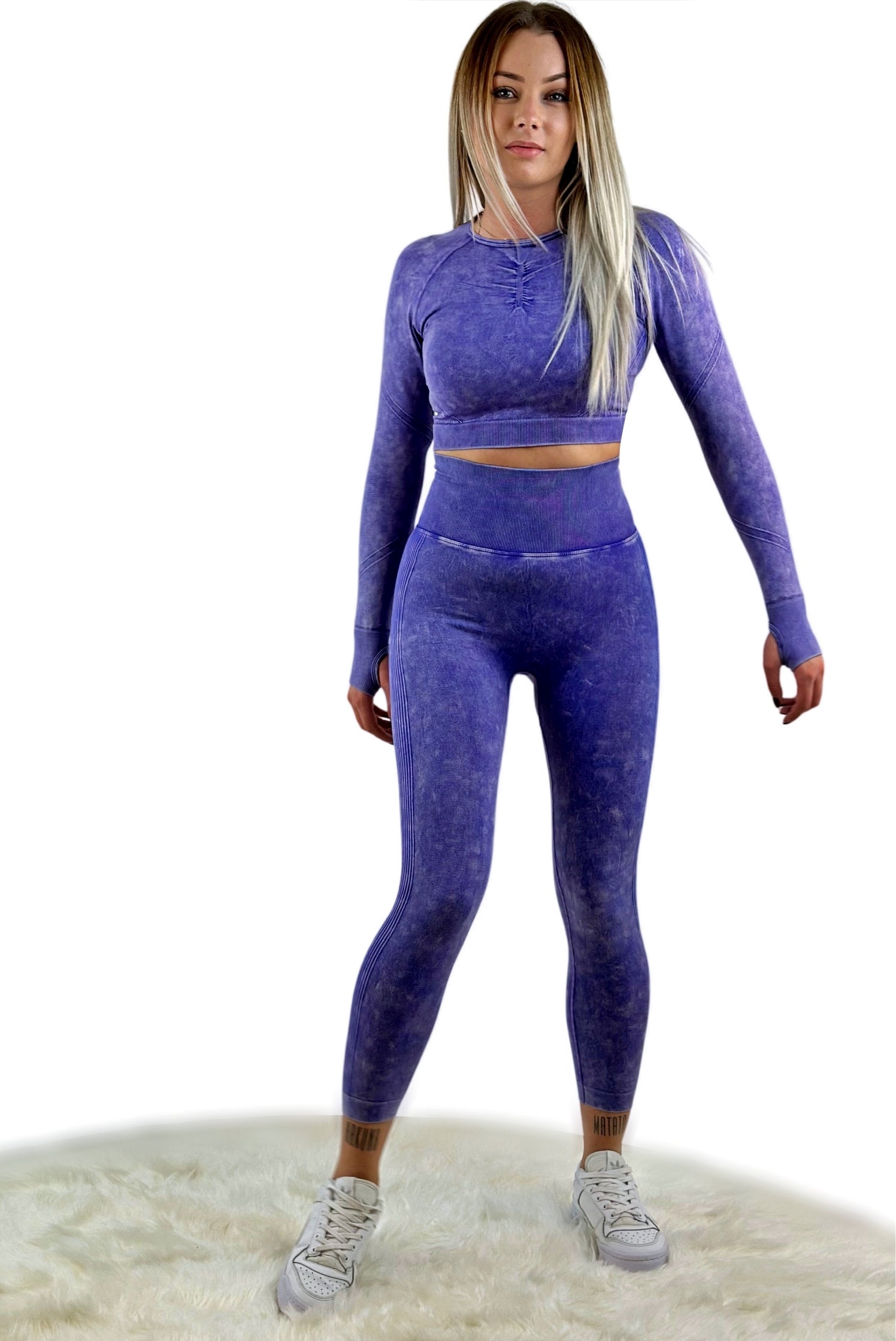 Nova Washed Out Premium Legging – Light Purple | Seamless, sculpting leggings with vintage wash &amp; performance comfort