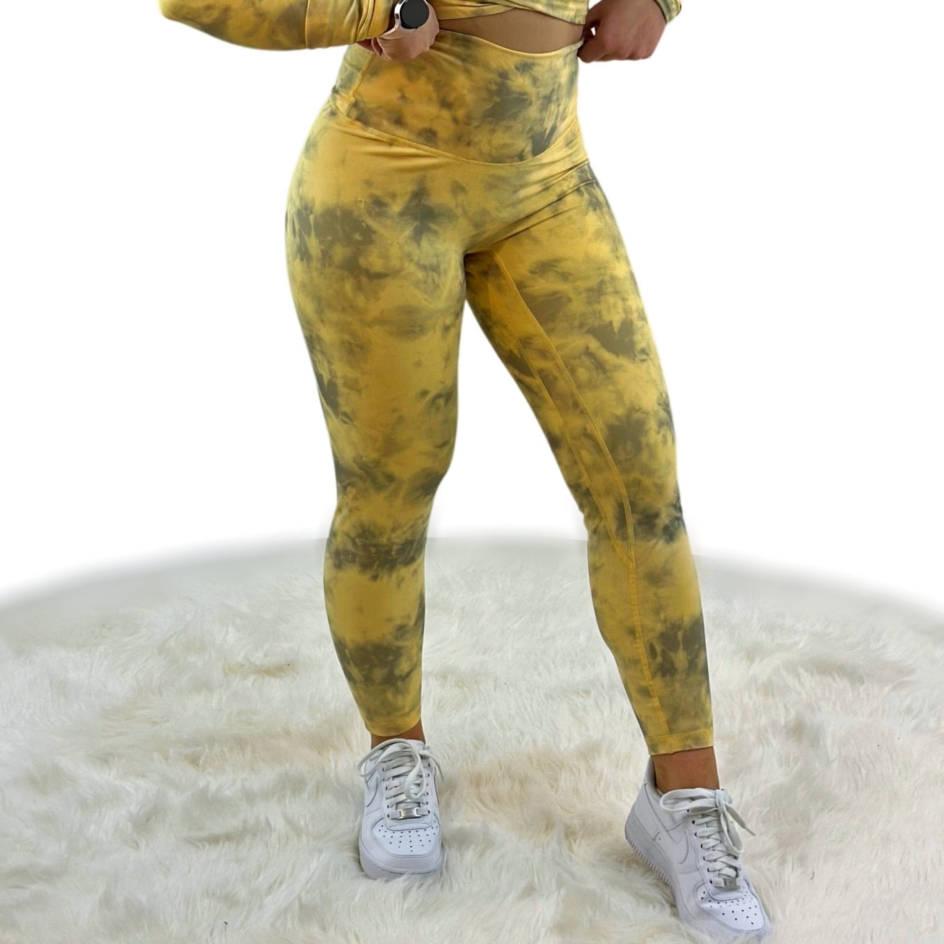 Smooth Tie Dye Legging – Khaki | Seamless High-Waisted Leggings with Earthy Tie-Dye &amp; Sculpting Stretch