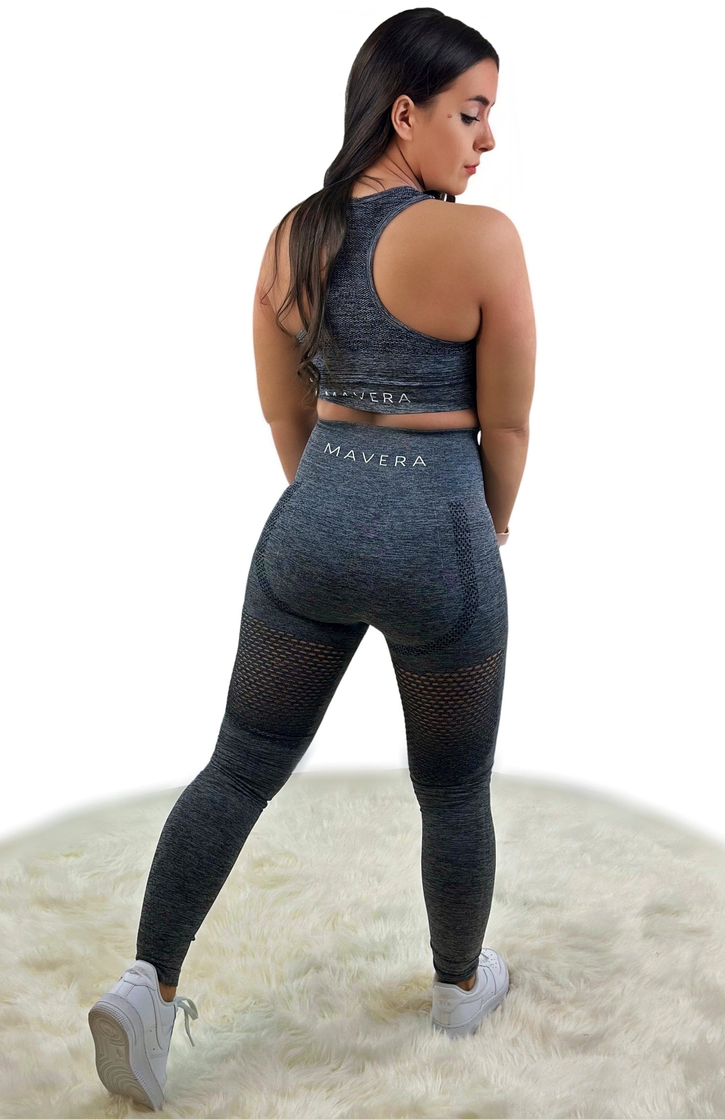 Fanatics Mesh Sport Leggings – Dark Gray | Sculpting, breathable activewear with mesh panels for performance and style