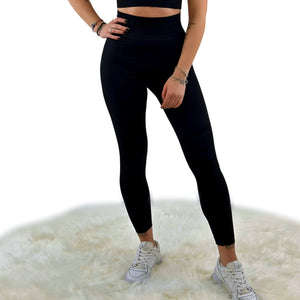 Vice Sport Leggings – Jet Black | Seamless, sculpting activewear for bold performance and everyday style