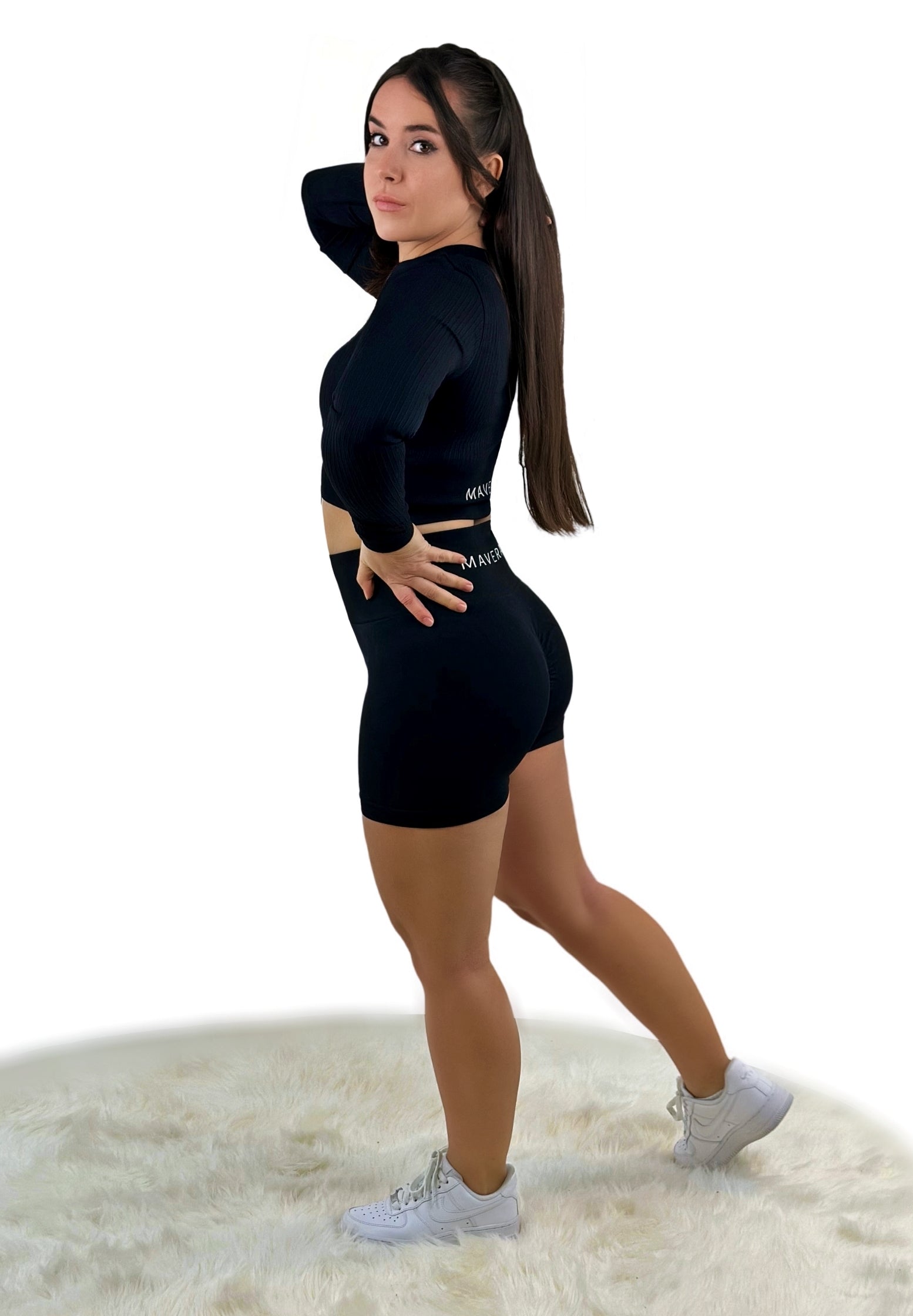 Tribute One Ribbed Short – Black | Seamless, sculpting biker shorts for fitness, yoga and athleisure