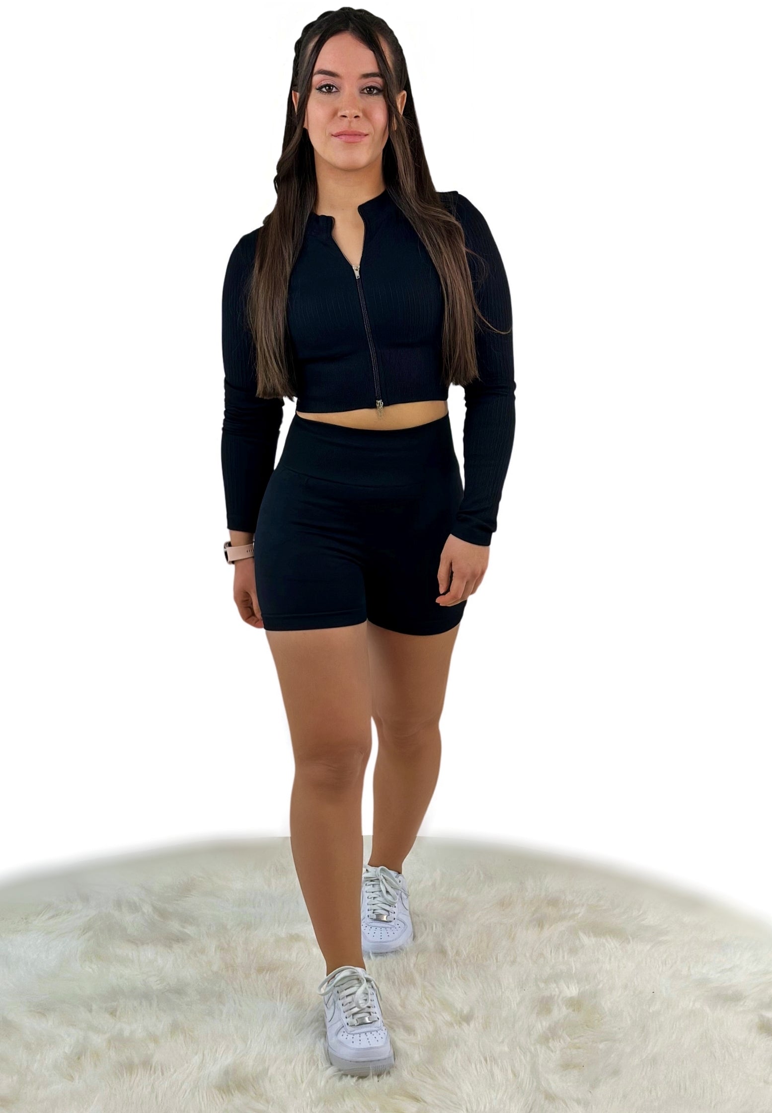 Tribute One Ribbed Short – Black | Seamless, sculpting biker shorts for fitness, yoga and athleisure