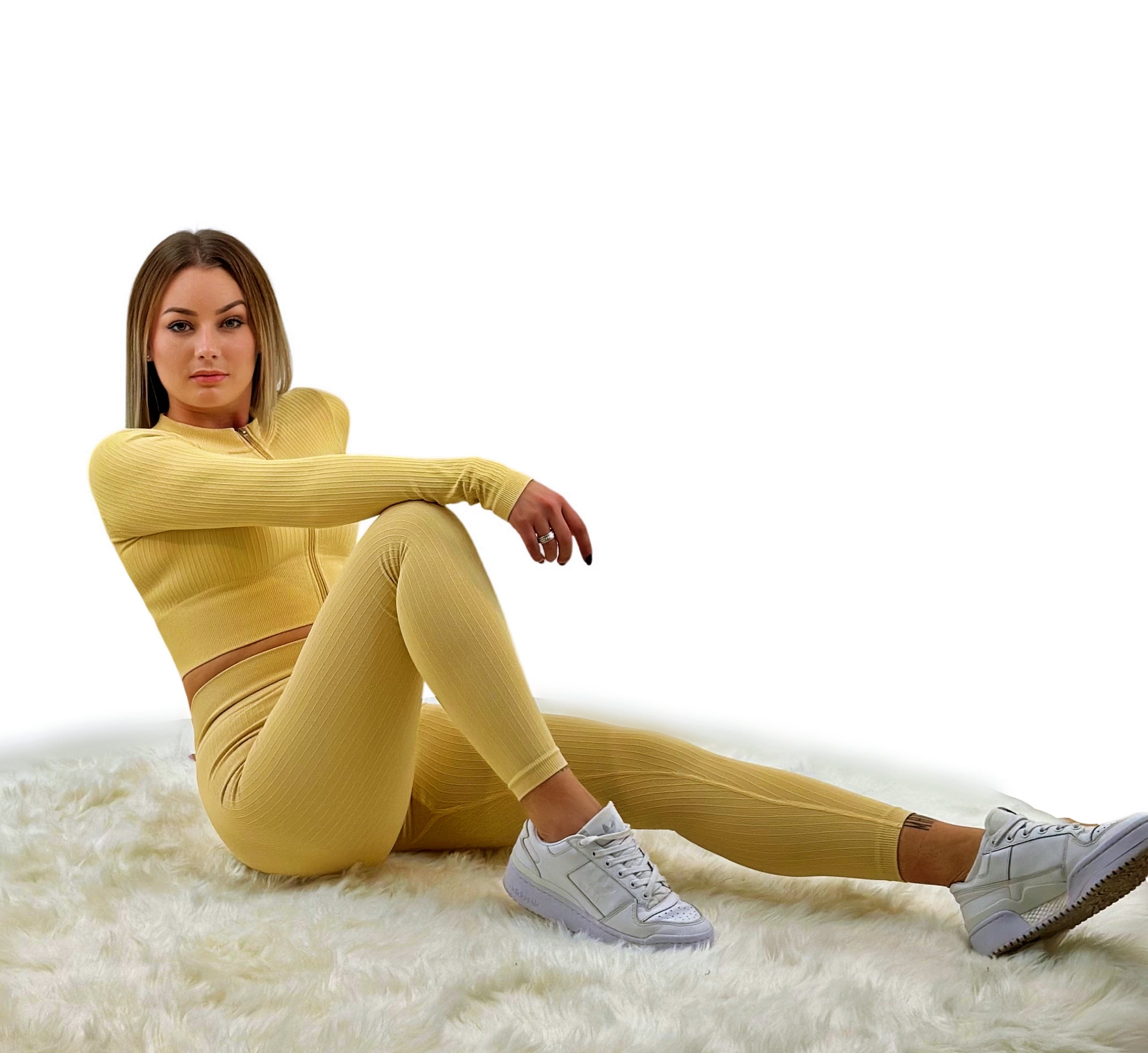 Tribute Ribbed Legging  Khaki - Dynamische Linien