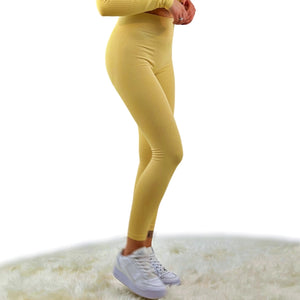 Tribute Ribbed Legging  Khaki - Dynamische Linien