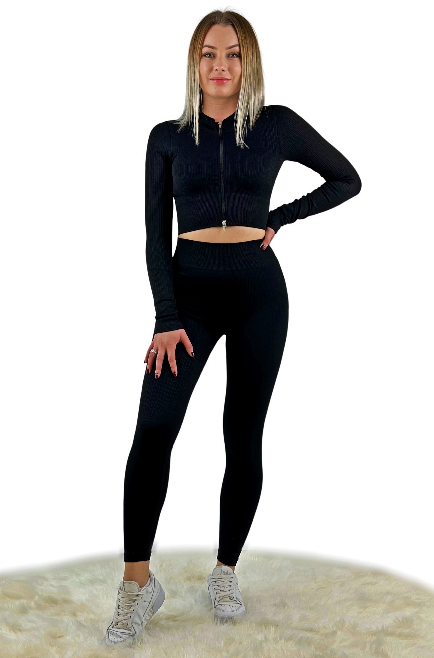 Tribute Ribbed Hip Lift Legging – Black | Seamless, sculpting activewear for fitness, yoga &amp; athleisure