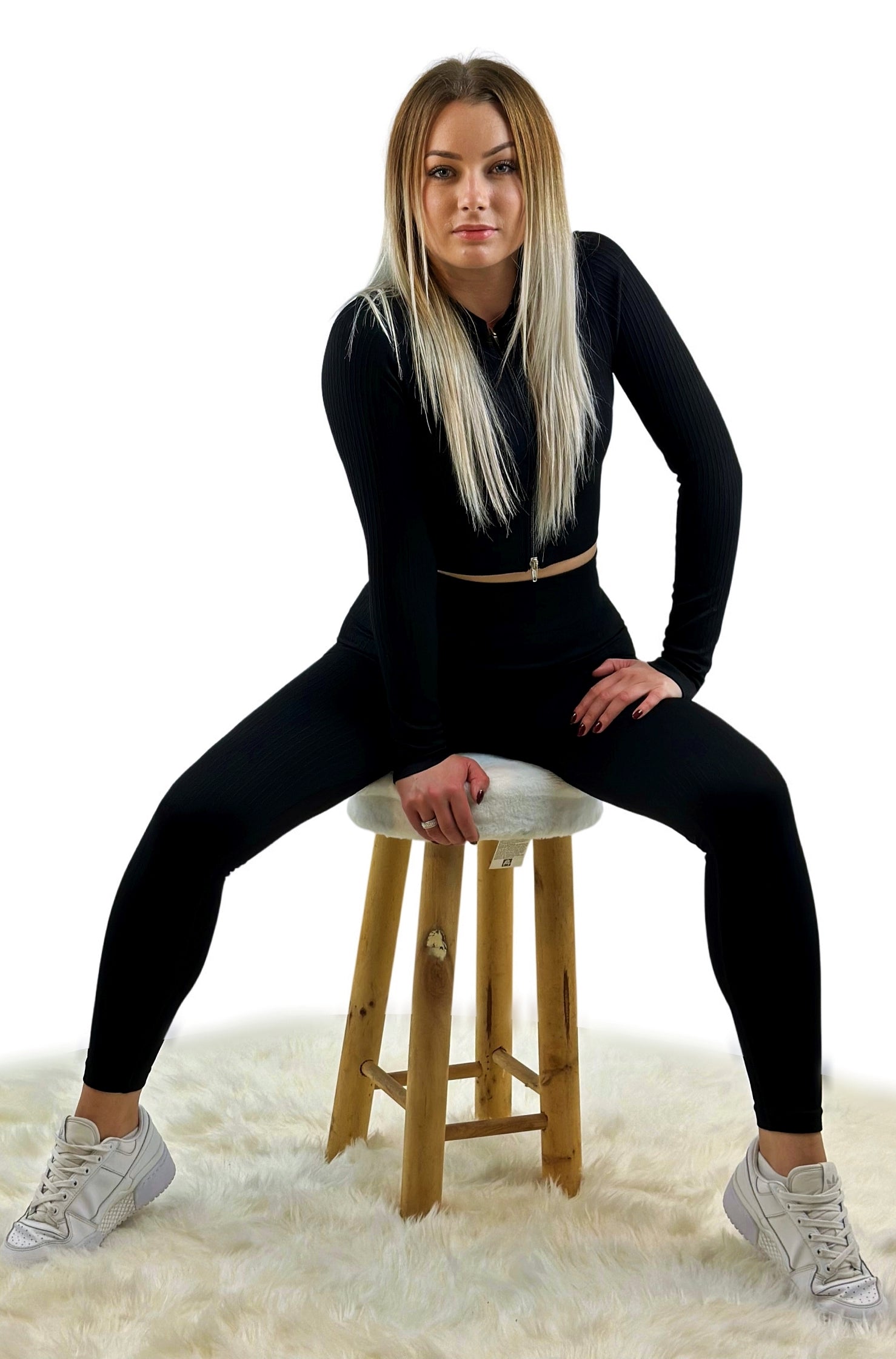 Tribute Ribbed Legging Black - Dynamische Linien