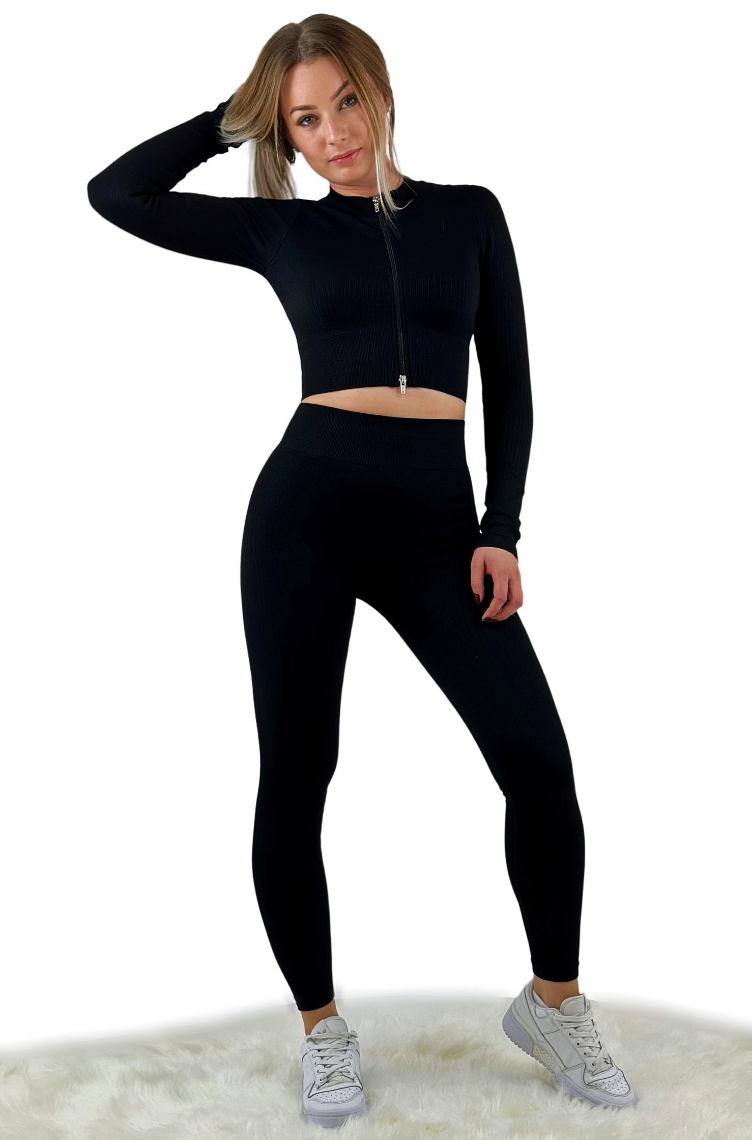 Tribute Ribbed Hip Lift Legging – Black | Seamless, sculpting activewear for fitness, yoga &amp; athleisure