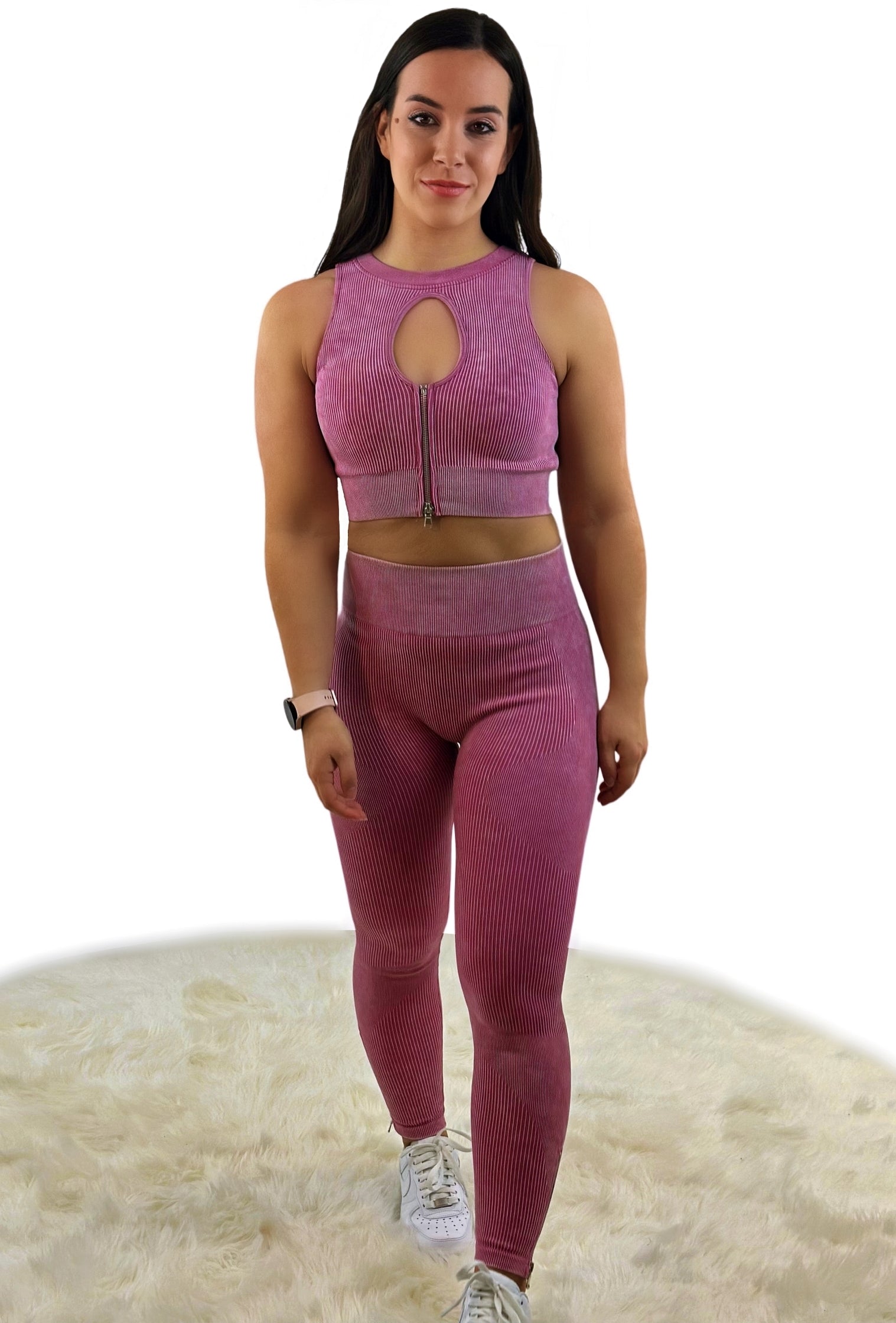 Eminence Legging - Wine Red - Luxuriöse, gerippte Struktur