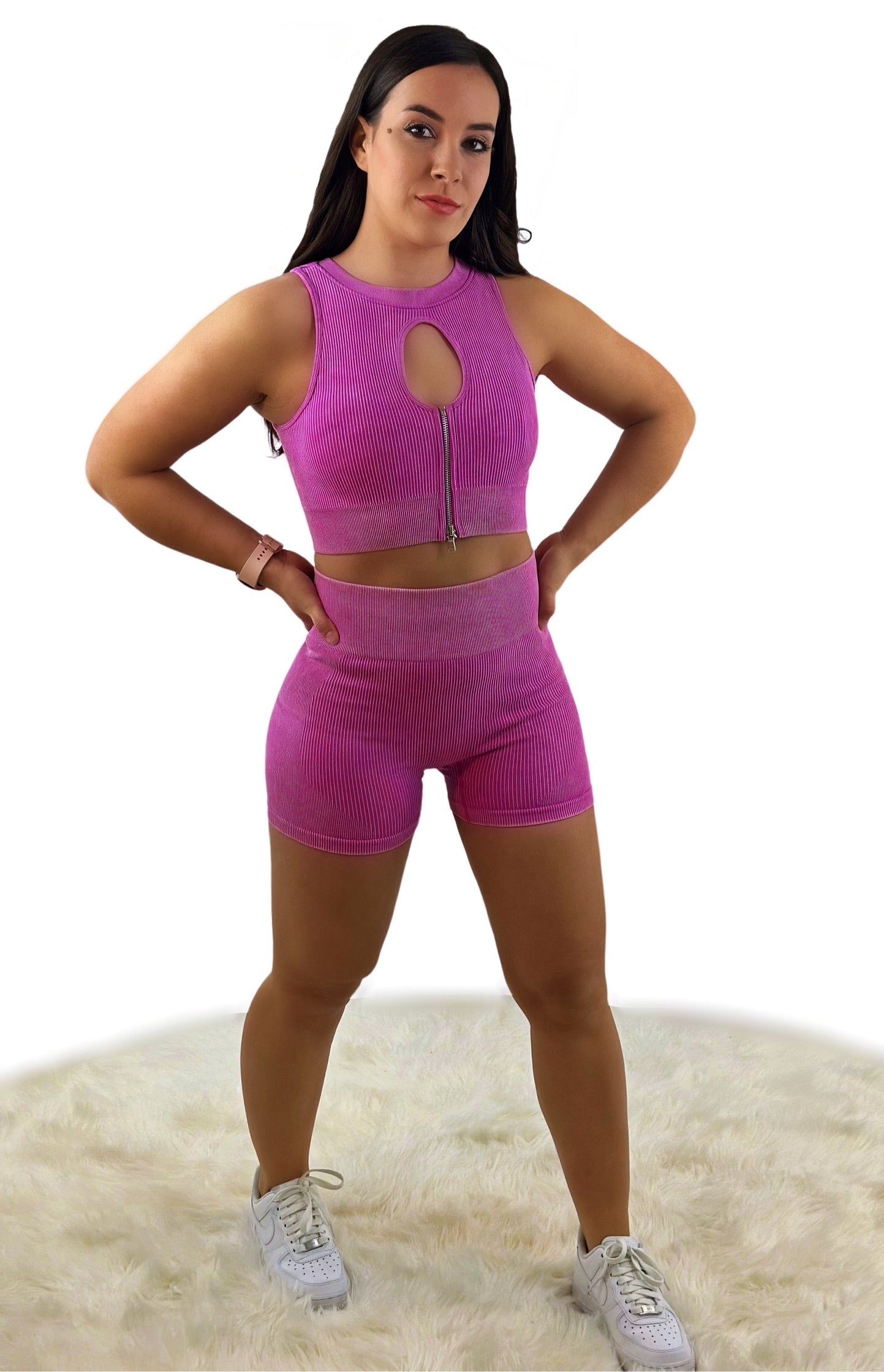 Eminence Shorts - Pink - Luxuriöse, gerippte Struktur