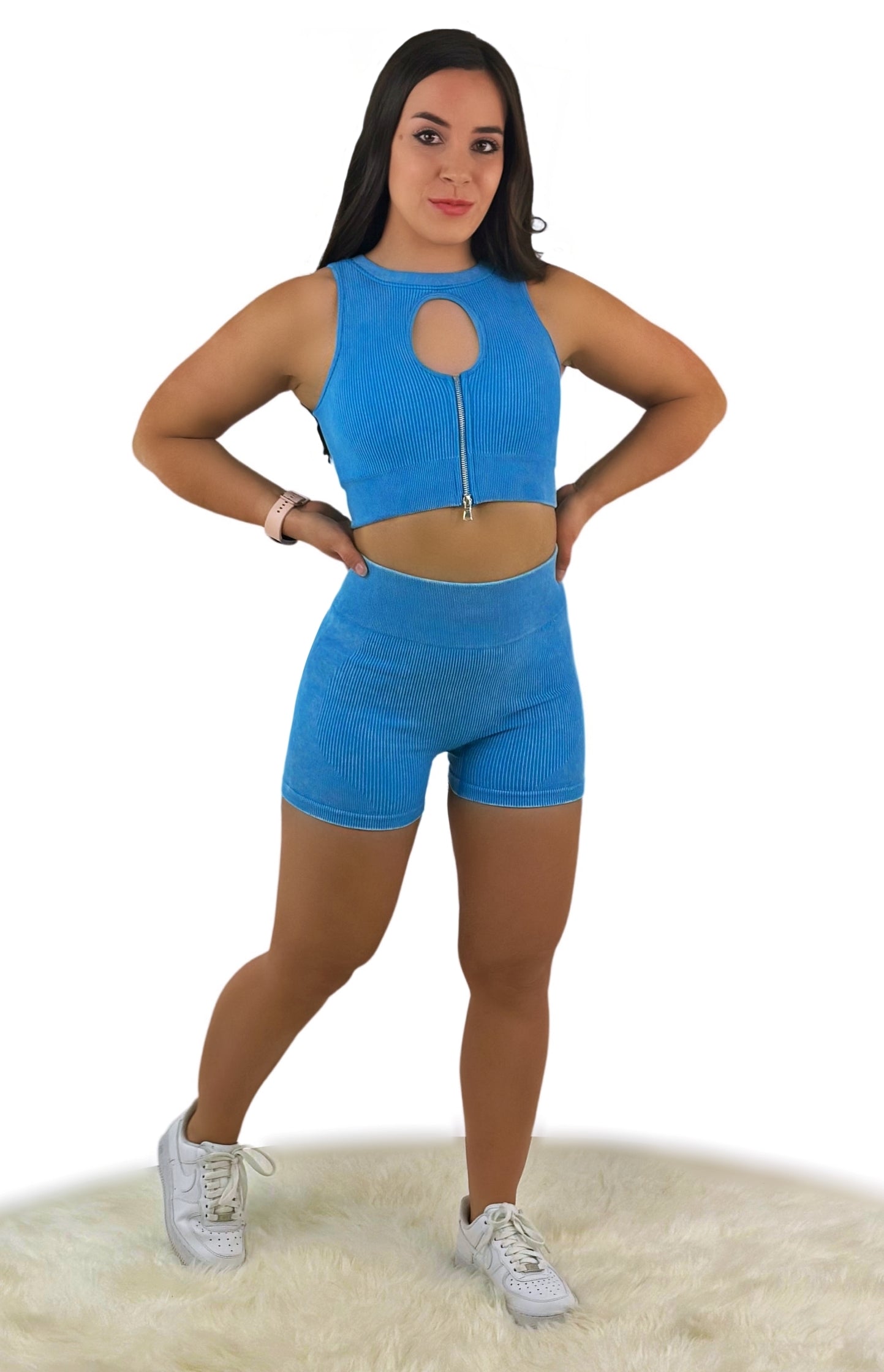 Eminence Shorts - Blue - Luxuriöse, gerippte Struktur