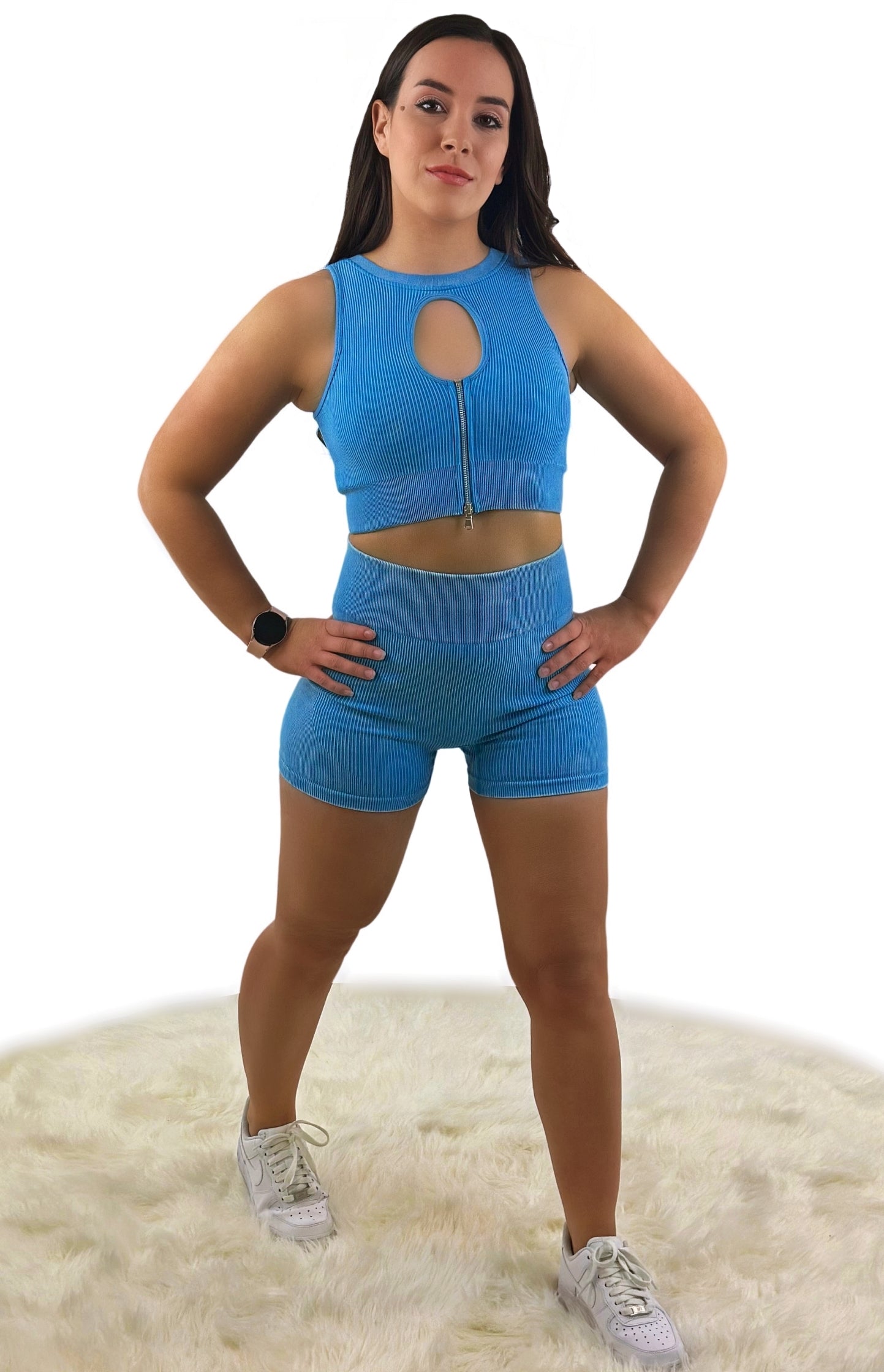 Eminence Shorts - Blue - Luxuriöse, gerippte Struktur