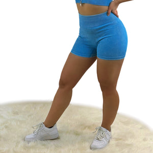 Eminence Solid Slim Shorts - Blue | Seamless, breathable activewear for women