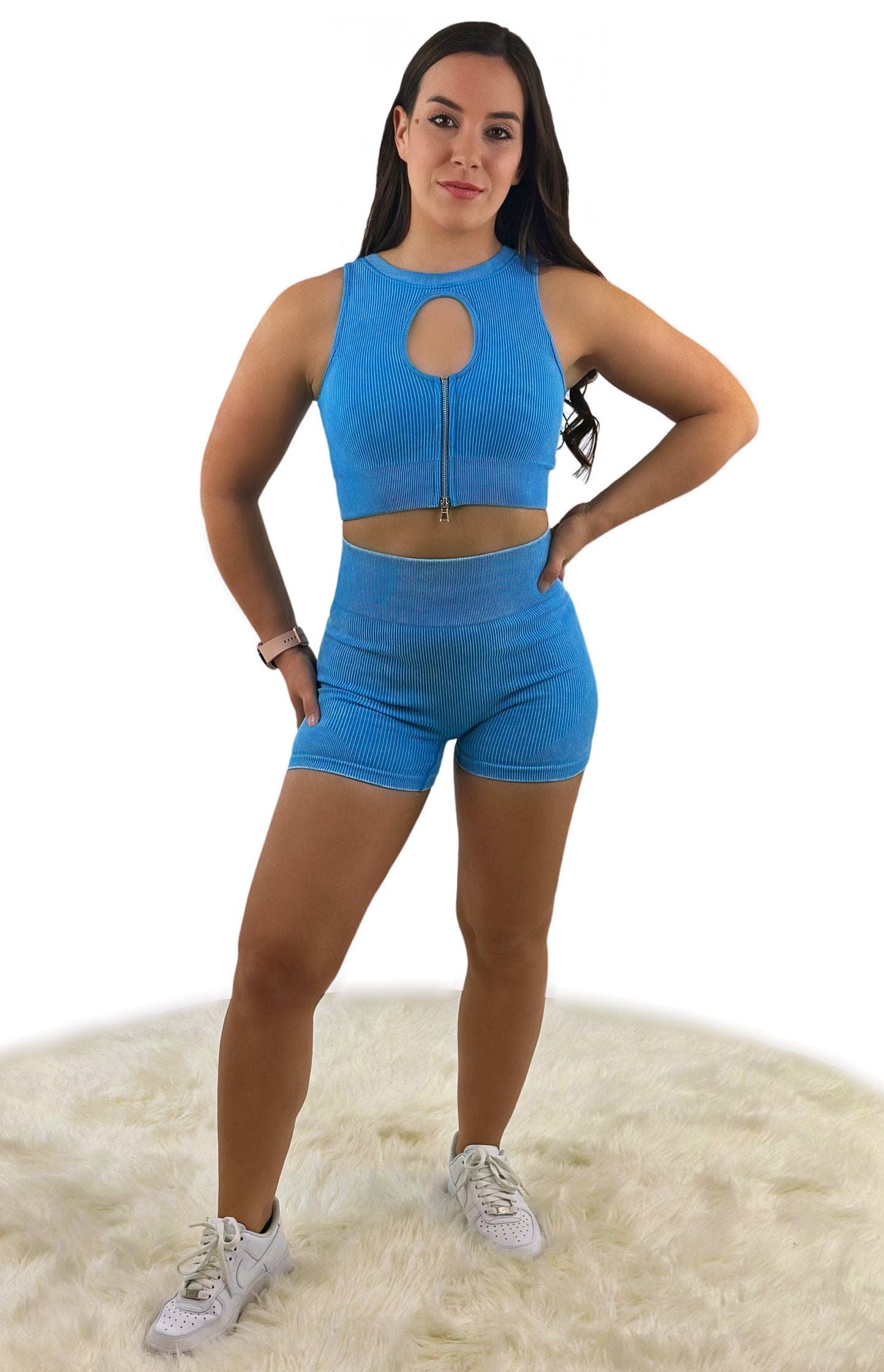 Eminence Shorts - Blue - Luxuriöse, gerippte Struktur