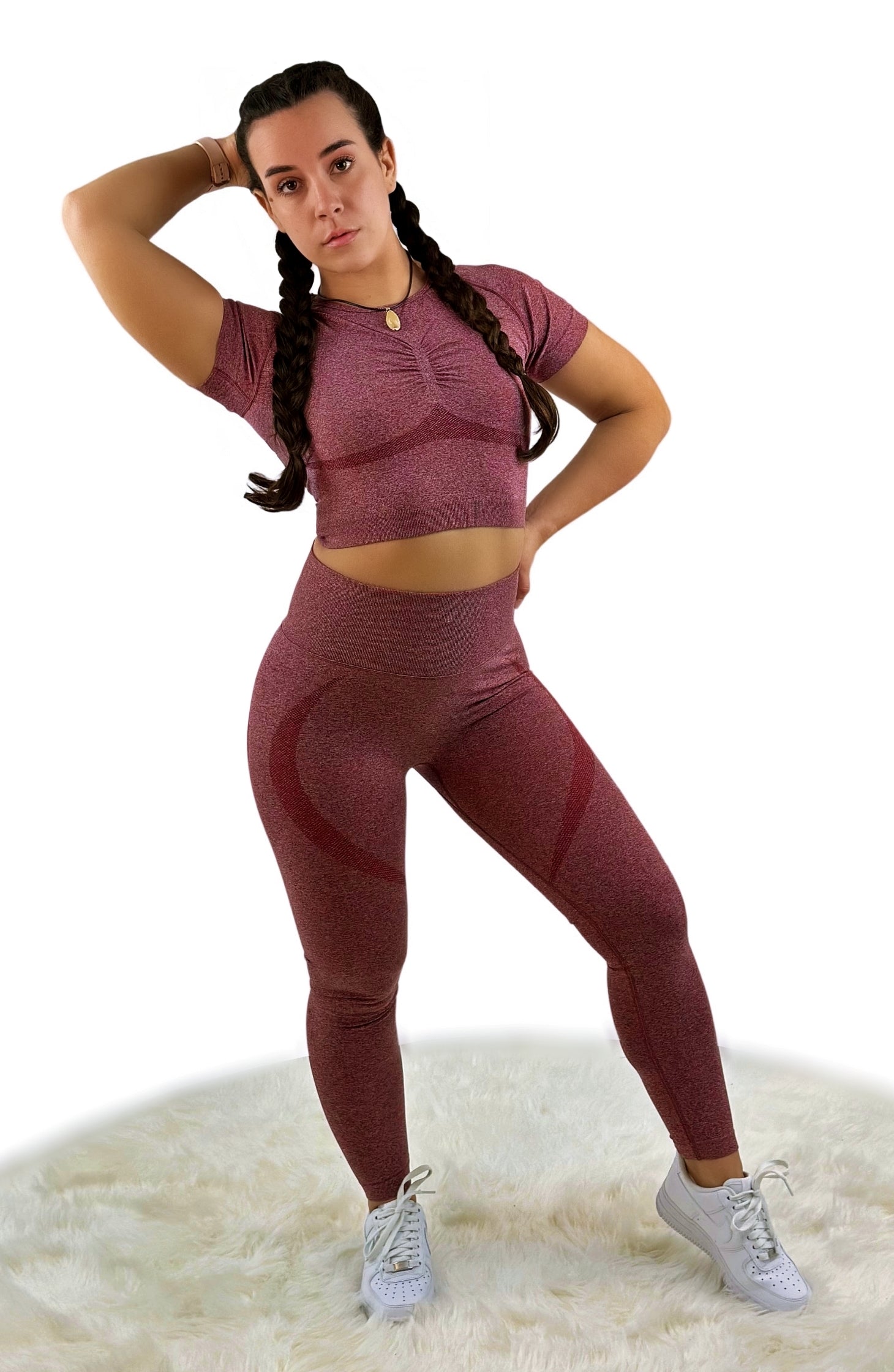 Borealis Luxe Activewear Top – Wine Red | Breathable, Flexible &amp; Sustainable for Women