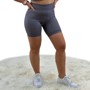 Stamina Ribbed Short – Gray | Seamless, sculpting activewear for sustainable performance